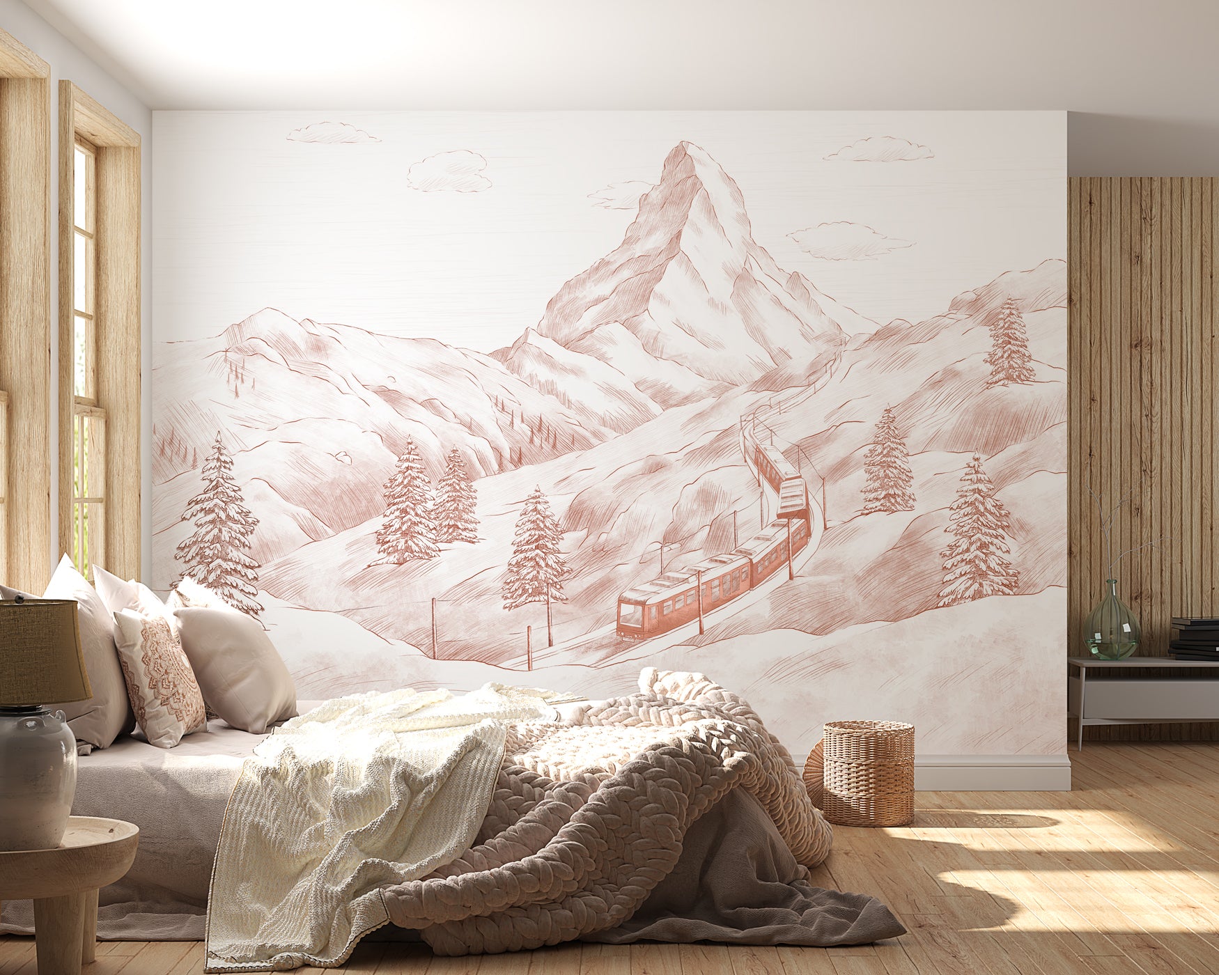 Papier peint panoramique Mont Cervin terracotta, XXL, tendance
