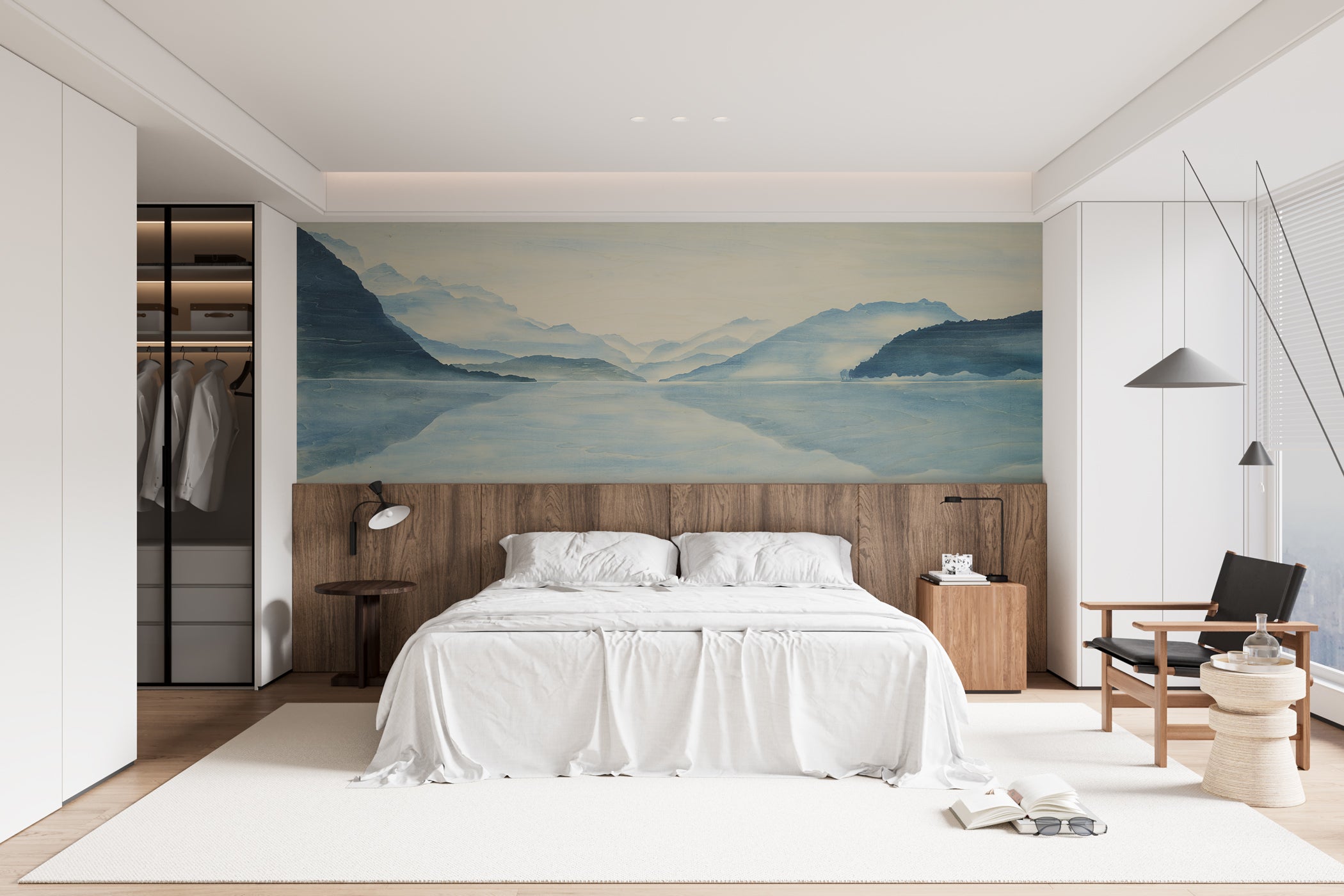 Papier Peint Vue Grand Albigny | Les Bleus du Lac®, XXL, tendance