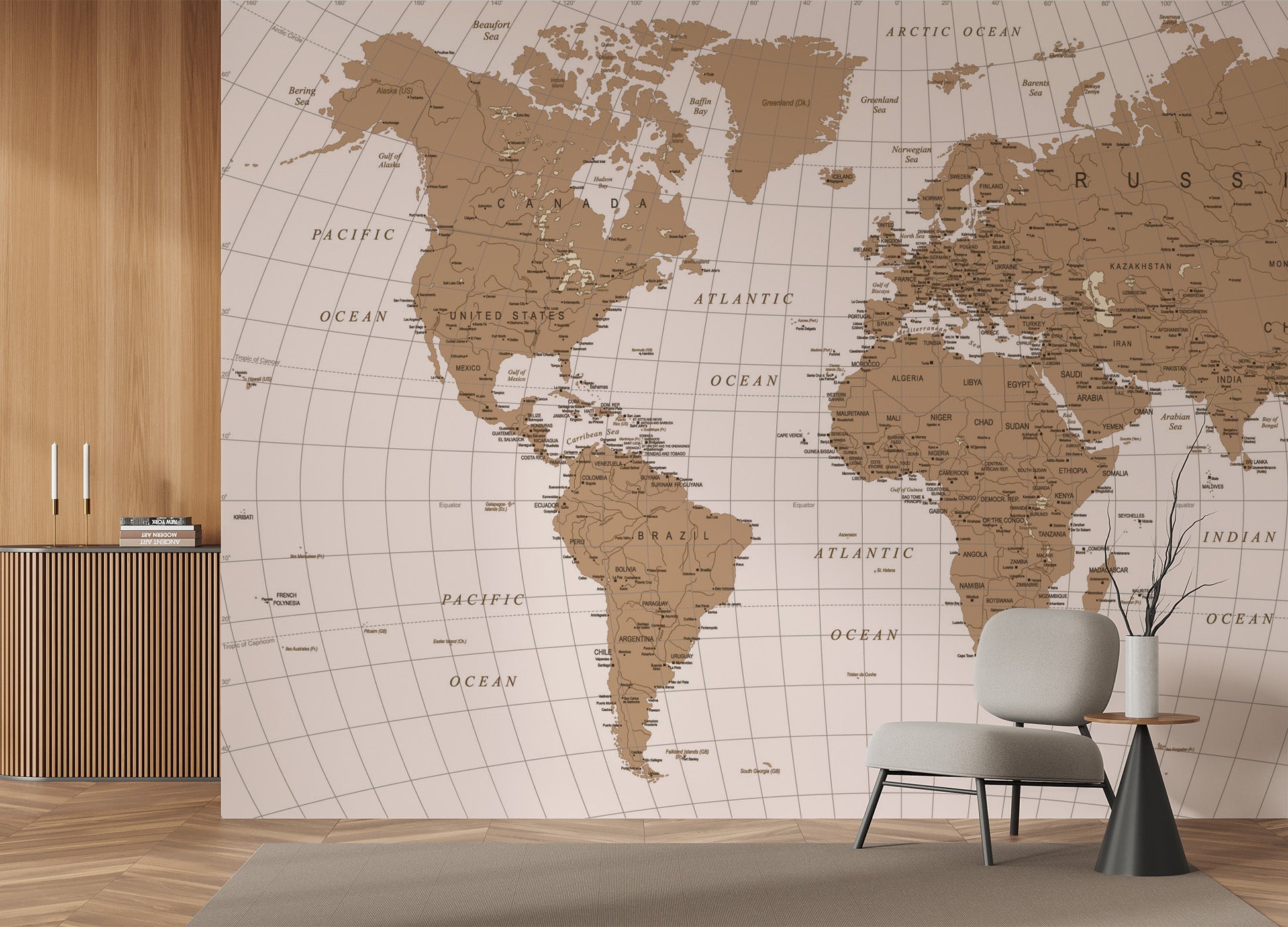 Papier peint Carte du monde Authentique, XXL, tendance