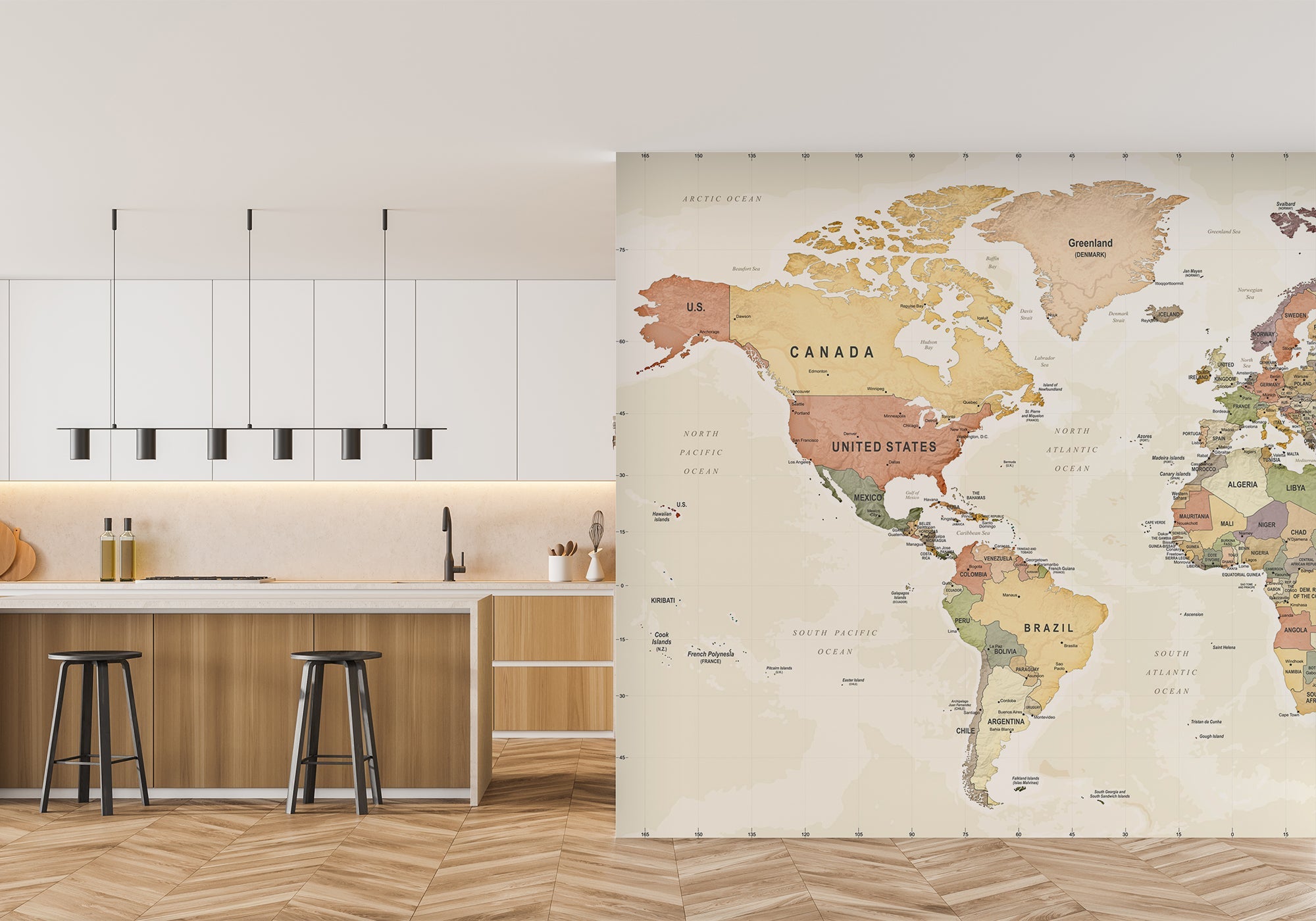 Papier peint carte du monde exploration - papier peint sur mesure francais - muralconcept