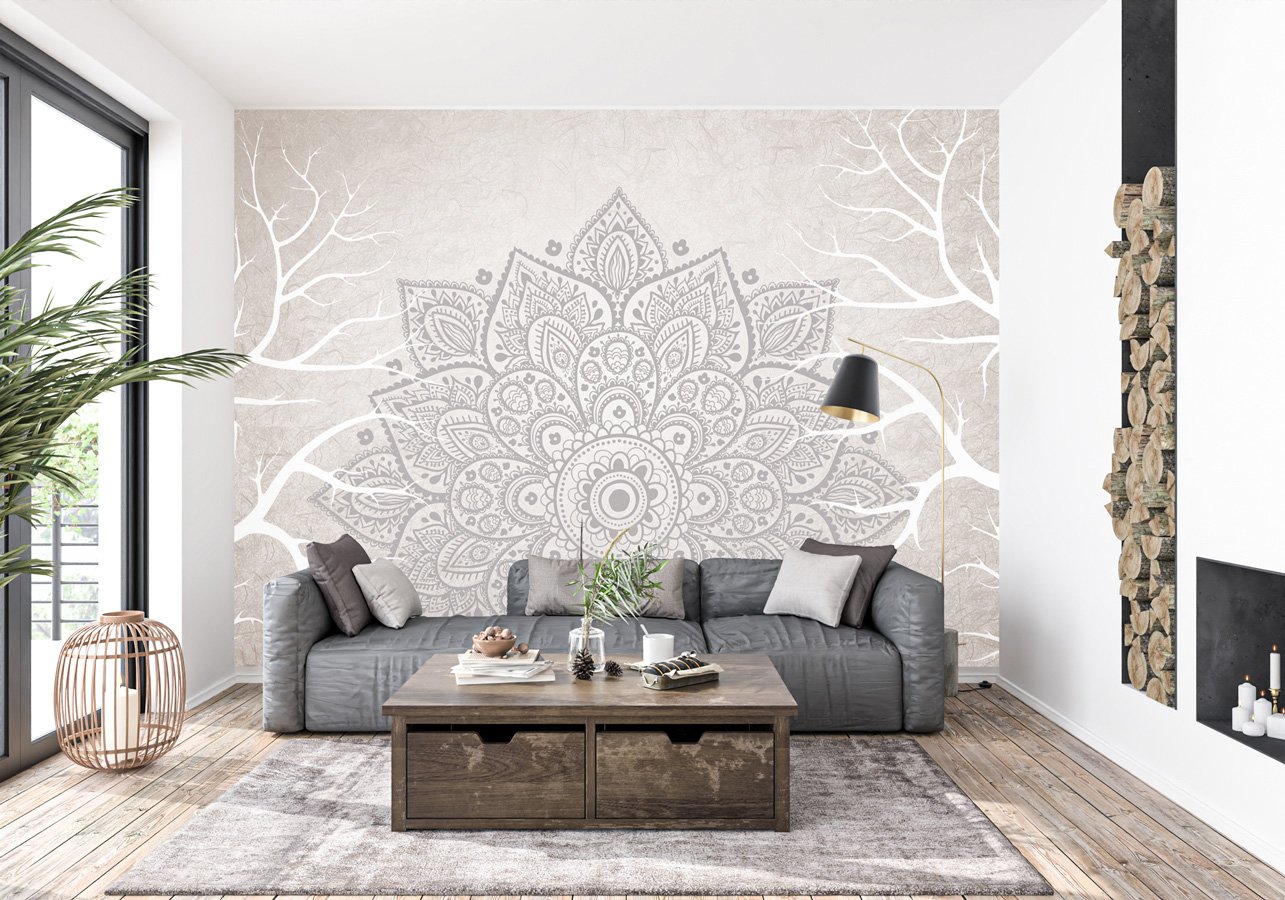 Papier peint intissé mandala bohème indien - papier peint sur mesure francais - muralconcept