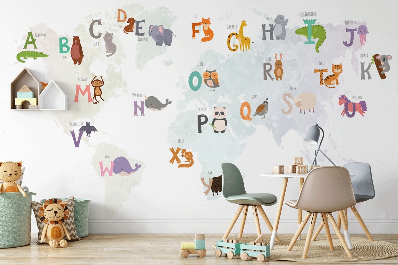 Papier peint chambre enfant carte du monde éducative - Muralconceptpapier_peint_sur_mesure