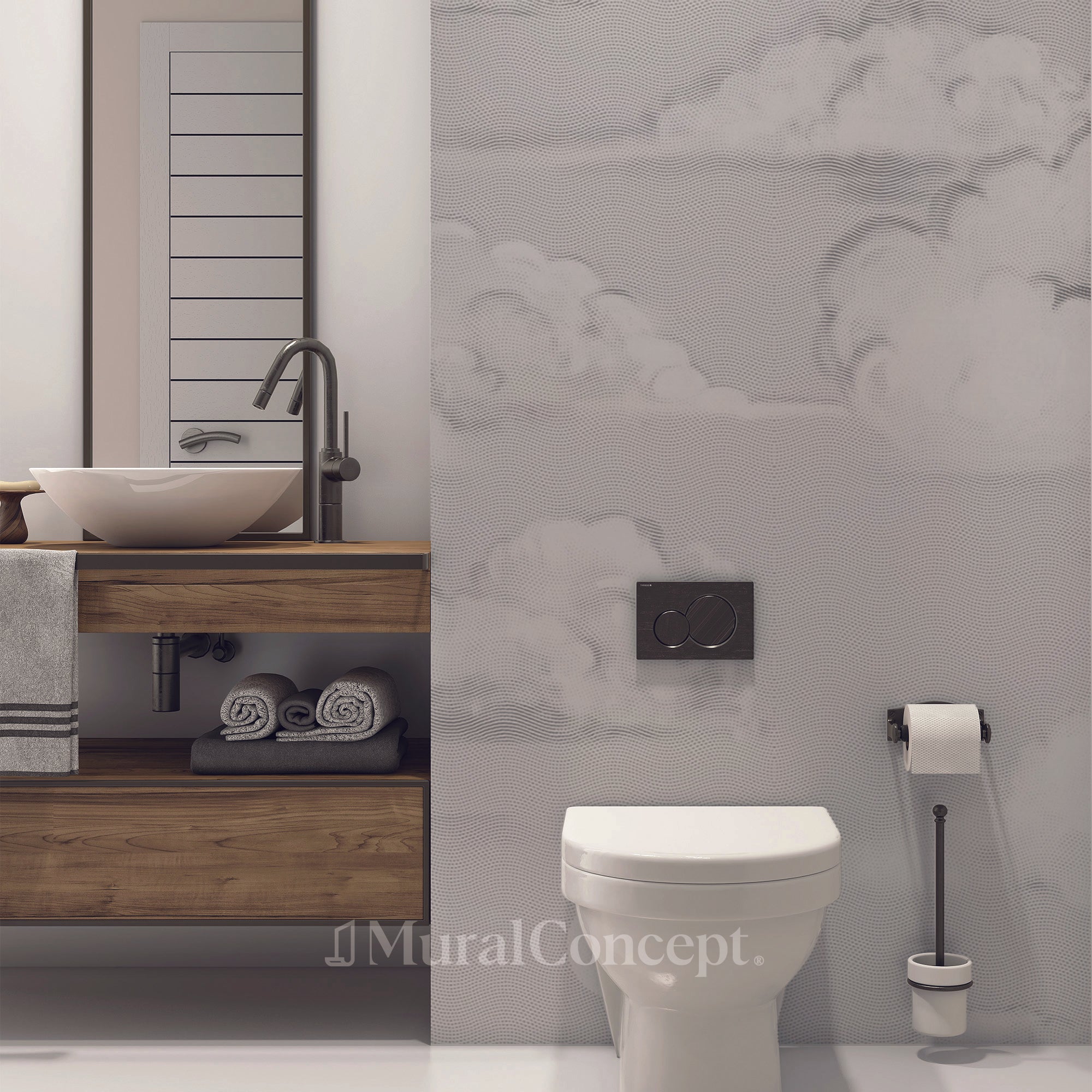 Papier peint wc panoramique nuage - panoramique sur mesure francais - muralconcept