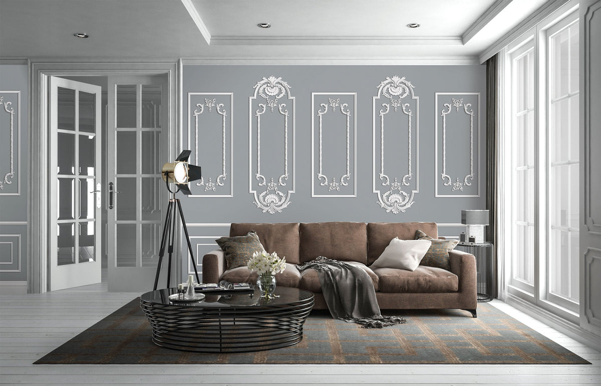 Tapete Trompe l'oeil weiße Zierleiste Chic Paris