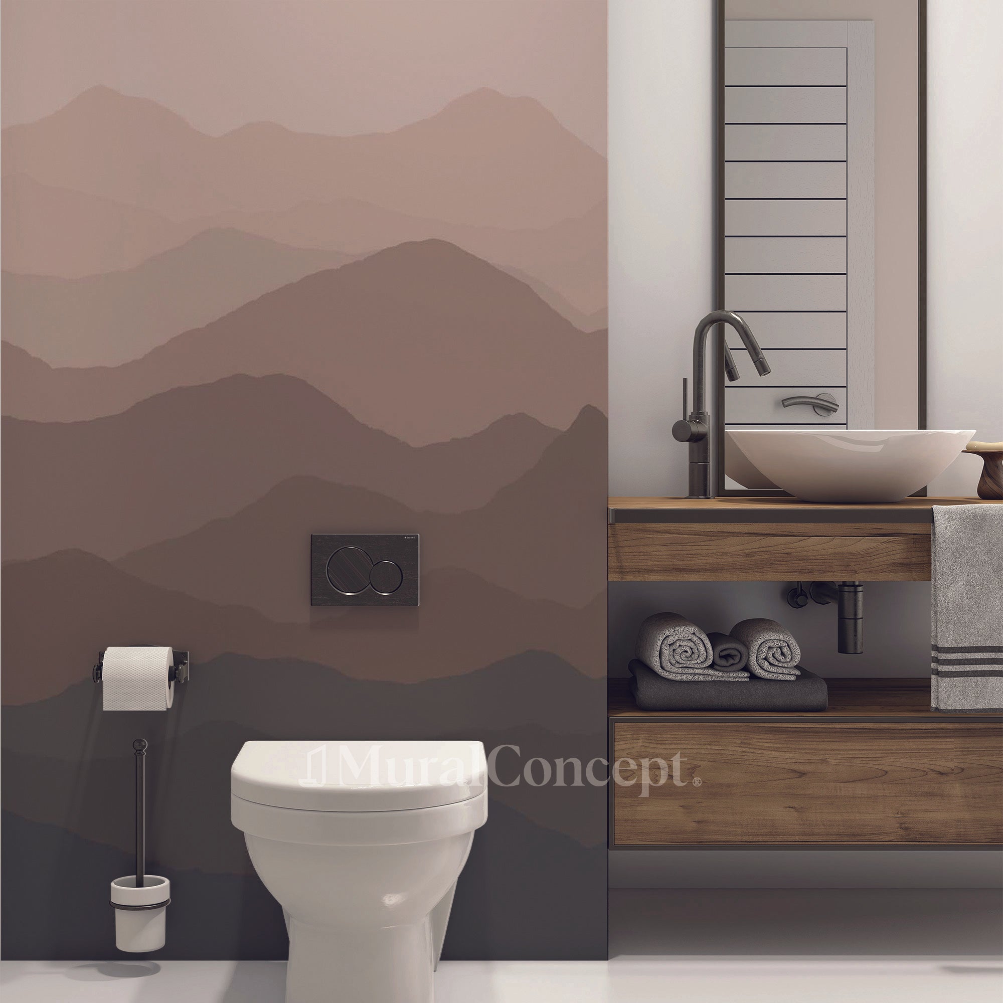 Papier peint wc panoramique dunes terracotta - panoramique français