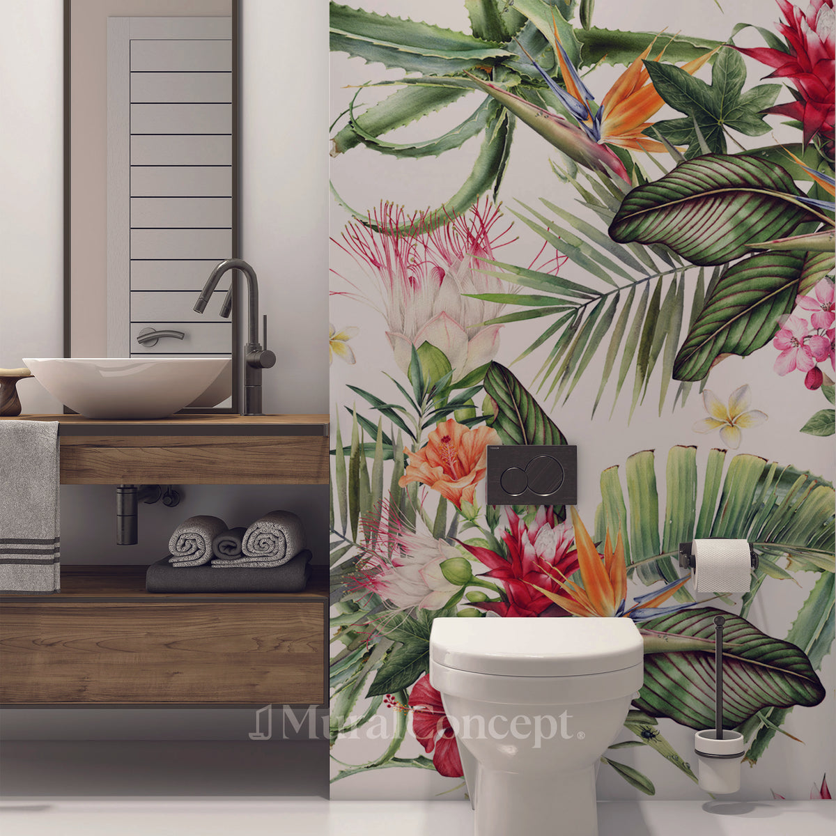 Tropische Wc-Wallpaper & Bunte Blumen