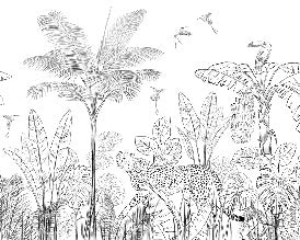 Carta da parati della giungla leopardata in bianco e nero
