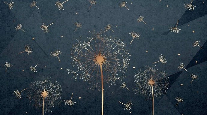 Papier peint Pissenlit & Bleu profond, XXL, tendance