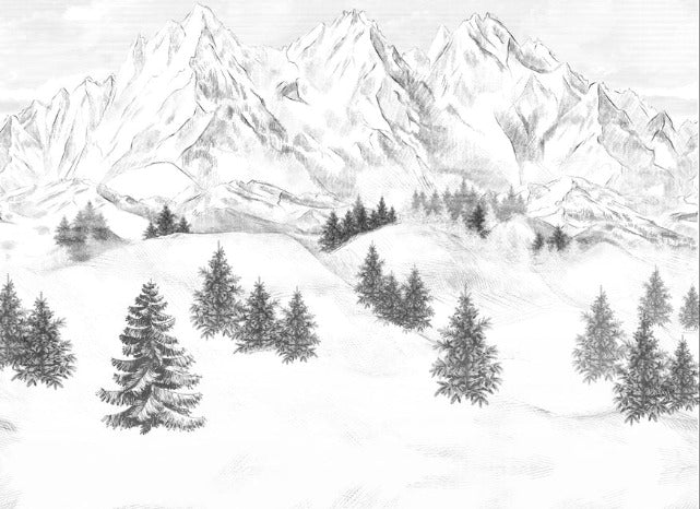 Papier peint montagne sommets de Chamonix, XXL, tendance