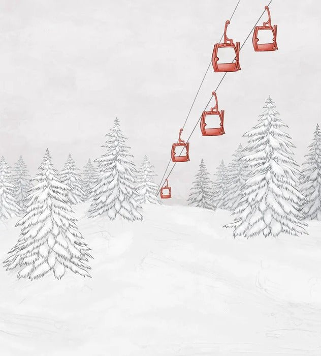 Carta da parati rossa per gondola di montagna