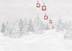 Carta da parati rossa per gondola di montagna