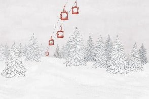 Papier peint montagne télécabine rouge, XXL, tendance