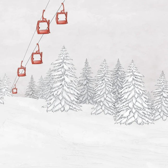 Carta da parati rossa per gondola di montagna
