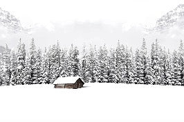 Papier peint panoramique chalet en montagne