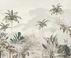 Papier peint panoramique jungle eden vert
