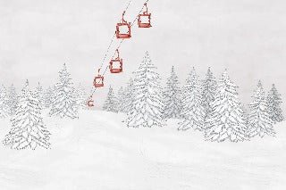 Carta da parati rossa per gondola di montagna