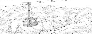 Tapete La Plagne Gondelbahn schwarz und weiß