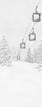 Carta da parati in bianco e nero per gondola di montagna