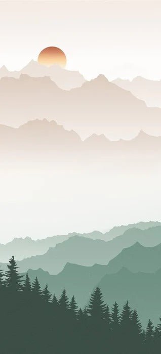 Papier peint montagne dans brume terracotta