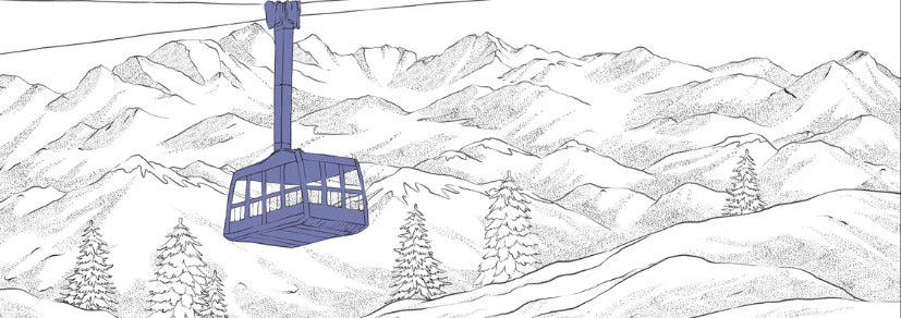 Tapete La Plagne Gondelbahn blau