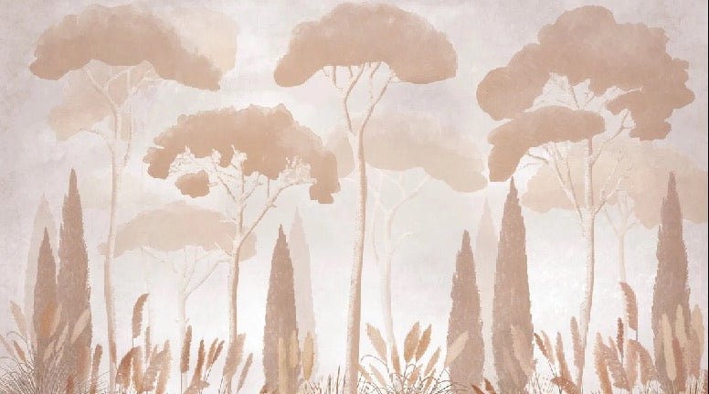 Papier peint sépia cyprès pins, XXL, tendance