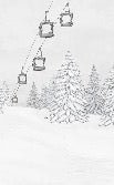 Carta da parati in bianco e nero per gondola di montagna