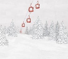 Carta da parati rossa per gondola di montagna