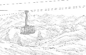 Tapete La Plagne Gondelbahn schwarz und weiß