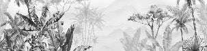 Papier peint tendance tropical noir et blanc, XXL, tendance