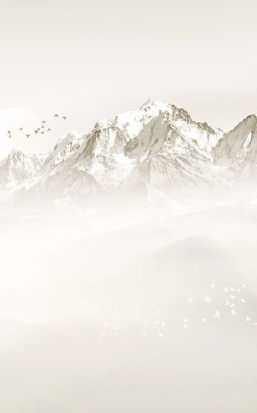 Papier peint matin brumeux Mont Blanc, mural concept, tendance