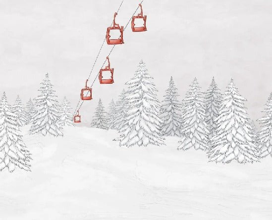 Carta da parati rossa per gondola di montagna
