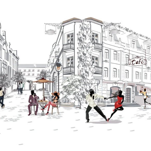 Papier peint panoramique balade parisienne, mural concept, tendance