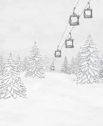 Carta da parati in bianco e nero per gondola di montagna
