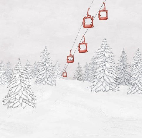 Carta da parati rossa per gondola di montagna
