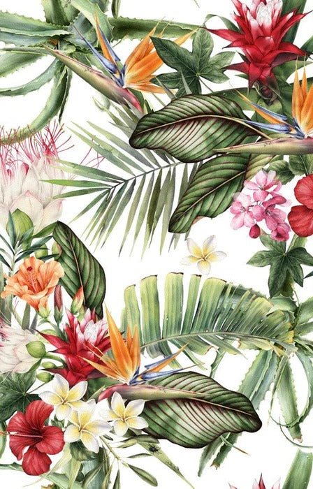 Papier peint tropical & Fleurs colorées, XXL, tendance