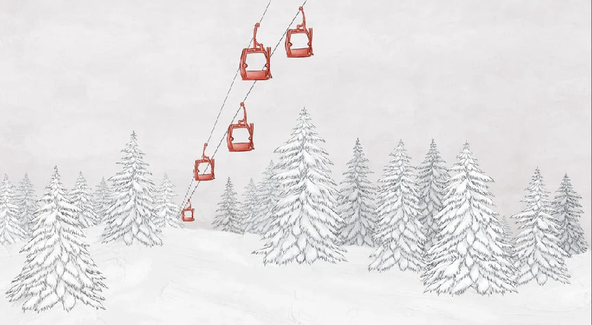 Carta da parati rossa per gondola di montagna