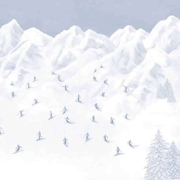 Tapete Berg Skifahrer BLAU