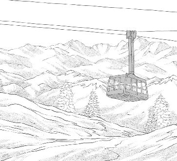 Tapete La Plagne Gondelbahn schwarz und weiß