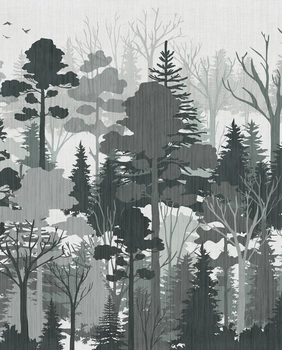 Papier peint panoramique nature forêt vert, XXL, tendance