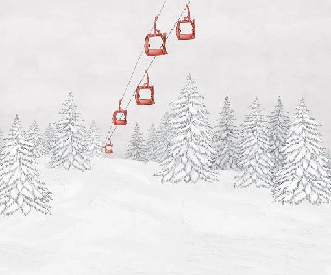 Carta da parati rossa per gondola di montagna