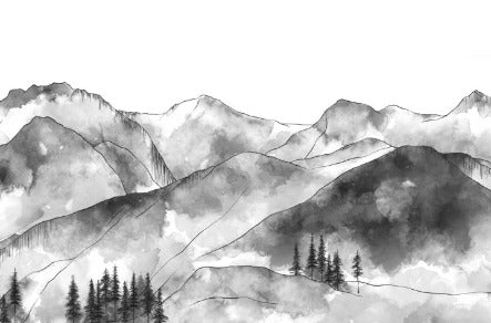 Papier peint montagne chaine des Aravis noir et blanc, XXL, tendance