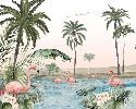 Papier peint oasis flamingo, XXL, tendance