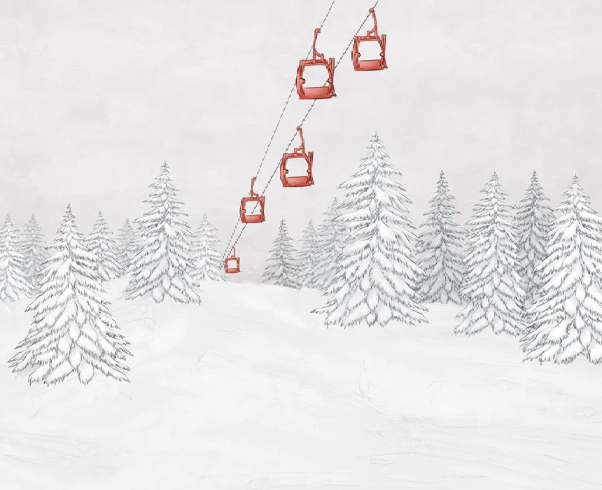 Carta da parati rossa per gondola di montagna