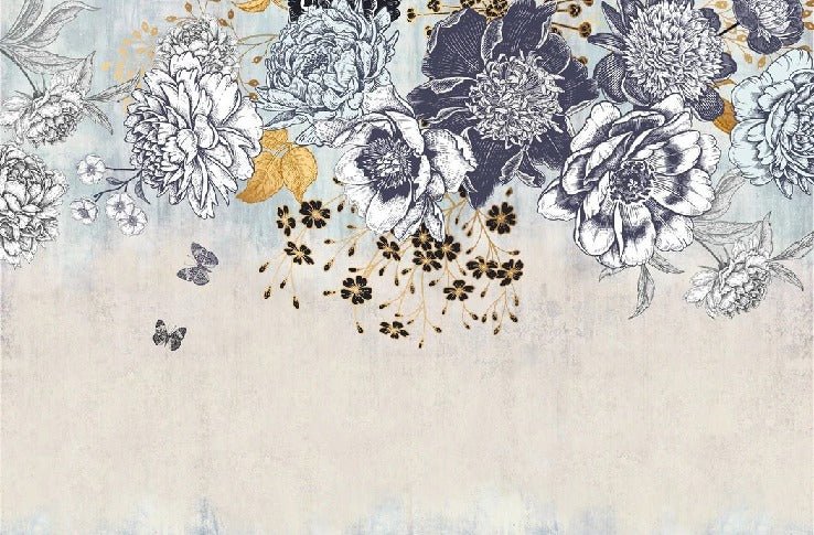 Retro-Florale Tapete