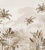 Panoramic jungle eden sepia wallpaper