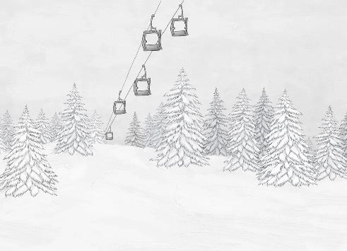 Papier peint montagne télécabine noir & blanc