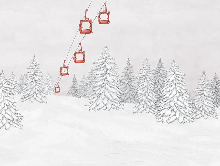 Carta da parati rossa per gondola di montagna
