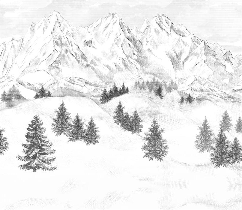 Papier peint montagne sommets de Chamonix, XXL, tendance