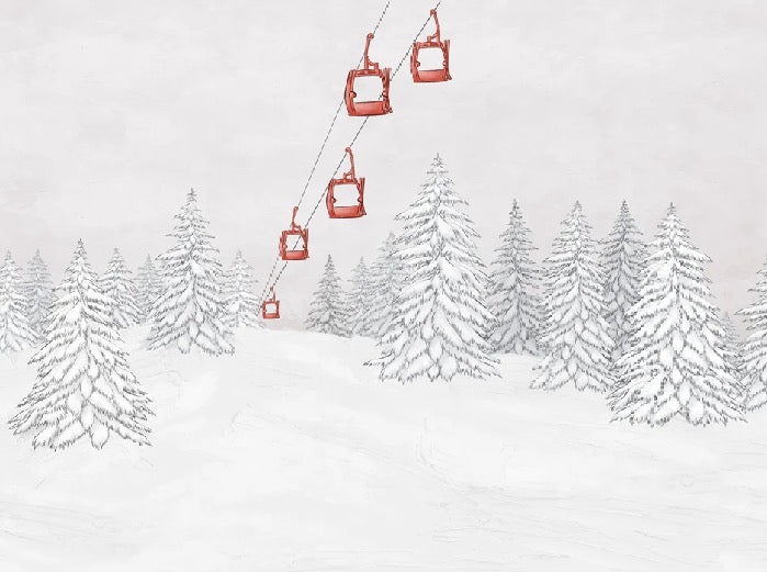 Carta da parati rossa per gondola di montagna
