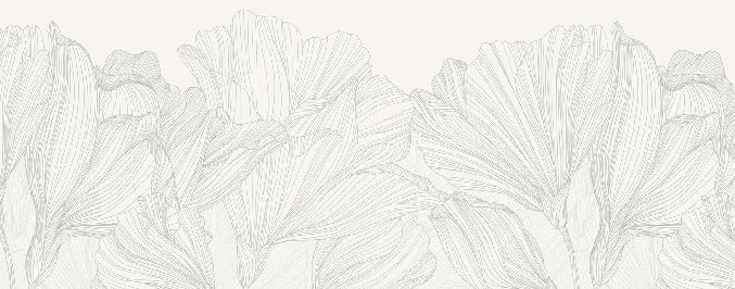 Papel pintado Vals de flores panoramico gris y blanco